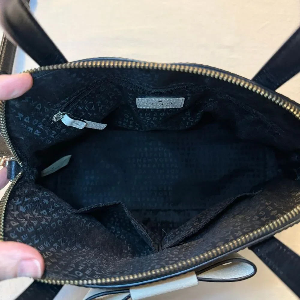 Kate Spade New York | Black Leather Purse | Ivory Bow | Crossbody Bag
